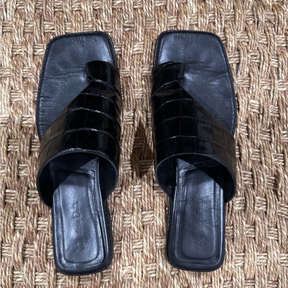 Massimo Dutti- Black Croc Toe Sandals